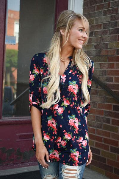 Floral Blouse ~ Navy The Pulse Boutique