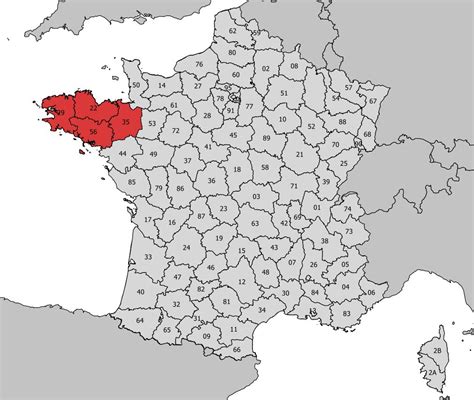 Carte De La Bretagne Administrative Villes Relief Départements