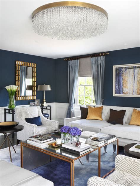 Navy Gold Living Room Ideas And Photos Houzz