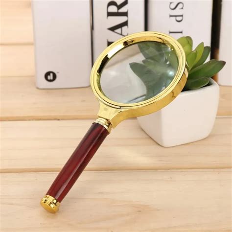 Portable Handheld 10x Magnifying Glass 60mm 70mm 80mm Retro Handle Magnifier Eye Loupe Glass