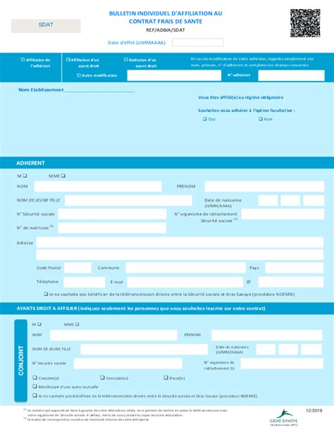 Remplissable En Ligne Bulletin Individuel D Affiliation Generation Fax