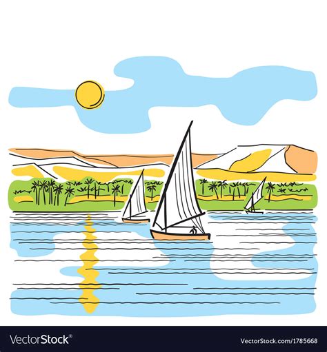 River nile in egypt Royalty Free Vector Image - VectorStock