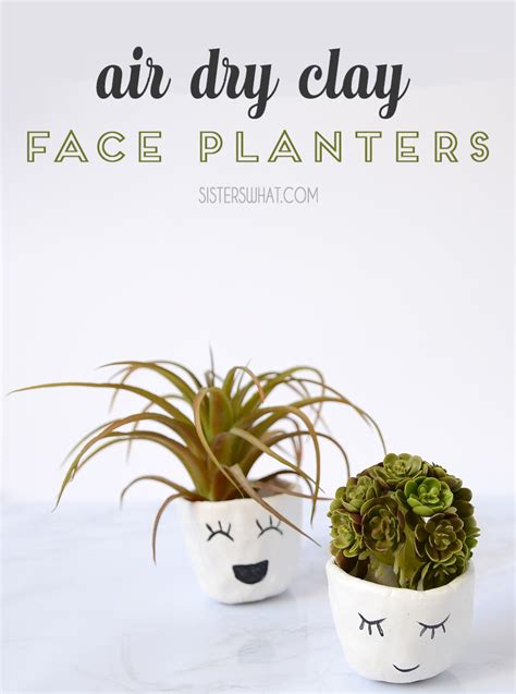 DIY Air Dry Clay Mini Face Planters A Clay Handicraft Kid Project