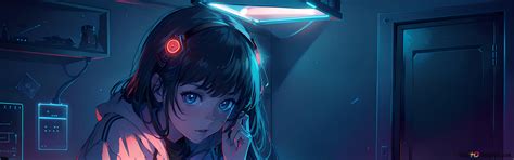 Beautiful anime girl with blue eyes 4K wallpaper download