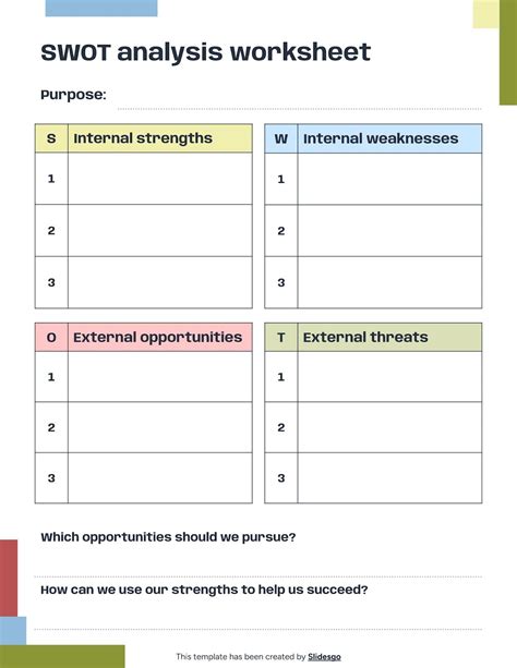 SWOT Analysis Worksheet Template