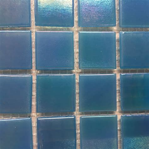 Ceramic Fluorescent Glass Shining Blue Mosaic Tiles Thickness