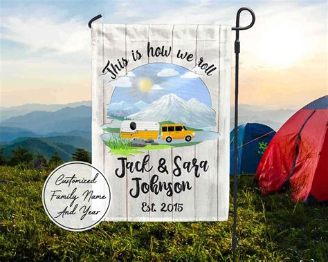 Personalized Camping Flag Ts For Campers Campsite Sign Etsy