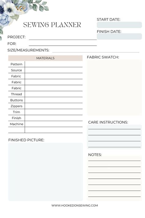 Printable Sewing Planner Hooked On Sewing