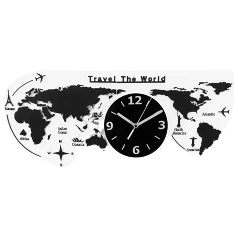 Maison Horloge Murale Num Rique Carte Du Monde D Coratif Bureau Eur