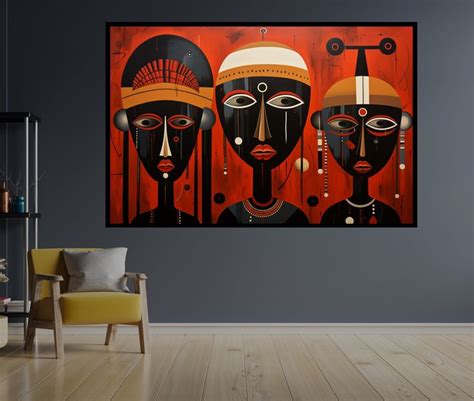 African Wall Symbols, African Canvas Painting, African Culture Home Decor, African Luxury Wall ...