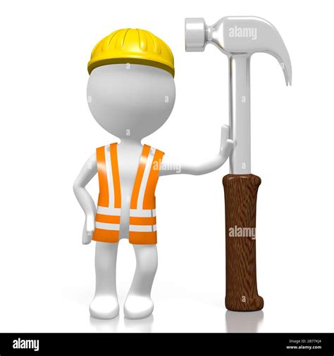 D Worker With Hammer Stock Photo Alamy