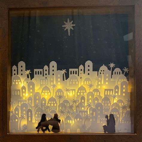 3D Night In Bethlehem Lighted Shadow Box Etsy Polska Decorazioni