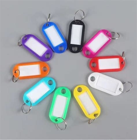 20 PCS Key Tags Plastic Split Ring Luggage Fobs ID Card Name Label