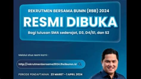 Resmi Dibuka Rekrutmen Bersama BUMN 2024 Hari Ini Berikut Link Dan