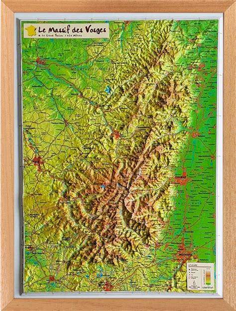 Carte En Relief Du Massif Des Vosges Avec Son Cadre GeoRelief