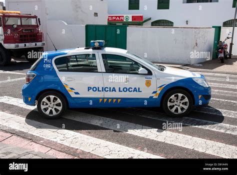 Blue and White Opel Astra Lanzarote Local Police Patrol Car Stock Photo ...