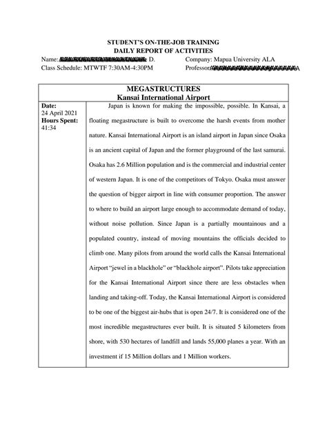 SOLUTION: Megastructure kansai international airport japan - Studypool