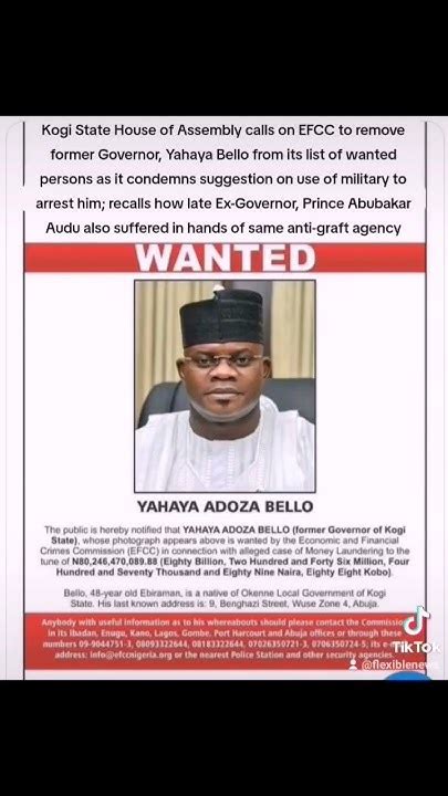 Kogi State House Of Assembly Calls On Efcc To Remove Yahaya Bello From