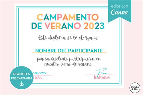 Diploma De Curso De Verano Campamento De Verano Plantilla De Diploma