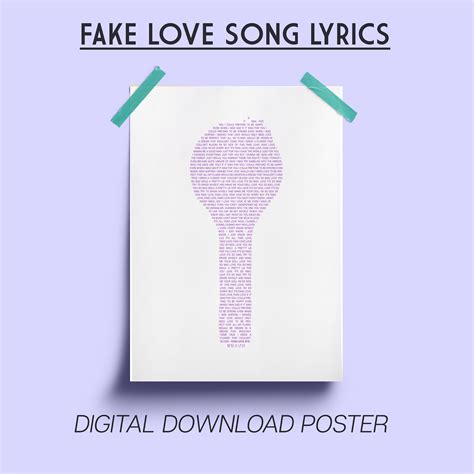 BTS Printable FAKE LOVE Lyrics Poster Inside an Army Bomb Kpop Digital Download Art - Etsy