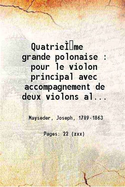 Quatrieme Grande Polonaise Pour Le Violon Principal Avec Accompagnement