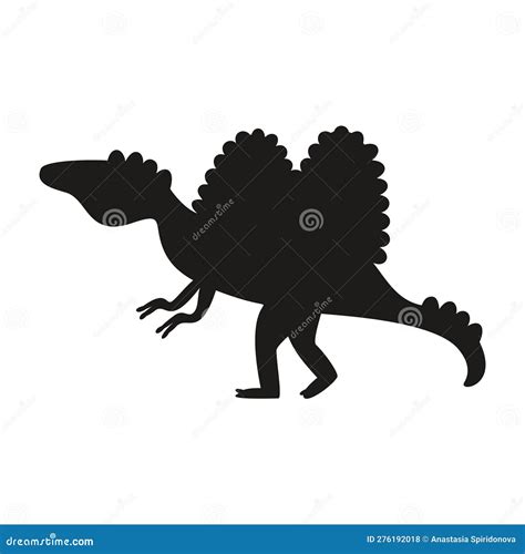 Flat Vector Silhouette Illustration Of Spinosaurus Dinosaur Stock