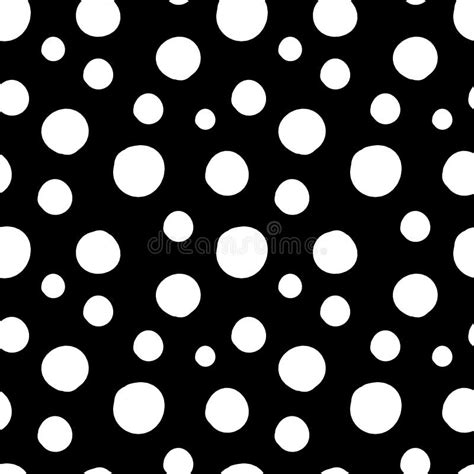 Vector Seamless Pattern Of White Hand Drawn Circles Polka Dot Isolated