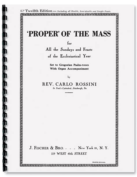 Missals And Prayerbooks Rossini Propers Loreto Publications Catholic Book Publisher