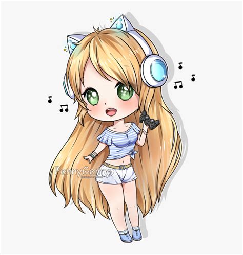 Go To Image - Anime Gamer Girl Chibi, HD Png Download - kindpng