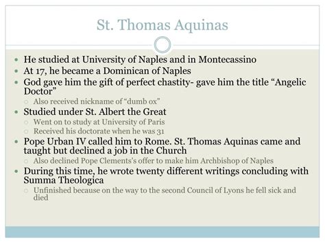 Ppt St Thomas Aquinas And His Five Proofs For The Existence Of God