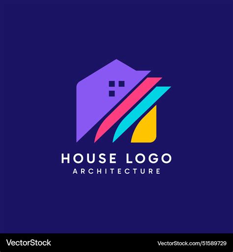 Abstract Colorful House Logo Design Royalty Free Vector