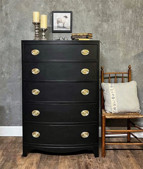 Vintage Dresser Black Dresser Coastal Farmhouse Modern Etsy