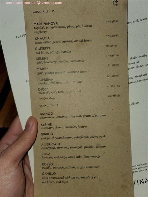 Menu At Martina Pub And Bar Minneapolis