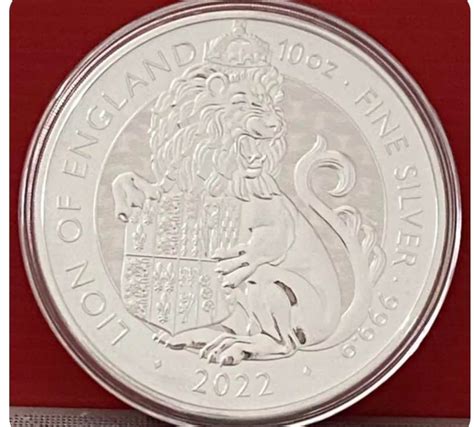 2022 United Kingdom Royal Tudor Beast Lion Of England 10 Pounds 9999 10