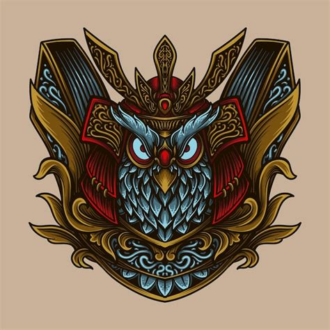 Premium Vector Artwork Illustration And T Shirt Design Samurai Owl