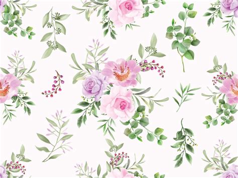 Beautiful Purple Flowers Seamless Pattern Vector Art At Vecteezy