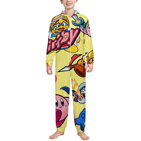 Kirby Kids One Piece Pajama Hooded Union Suit PJs Sleepwear for Boys