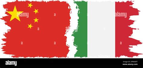 Italy And China Grunge Flags Connection Vector Stock Vector Image