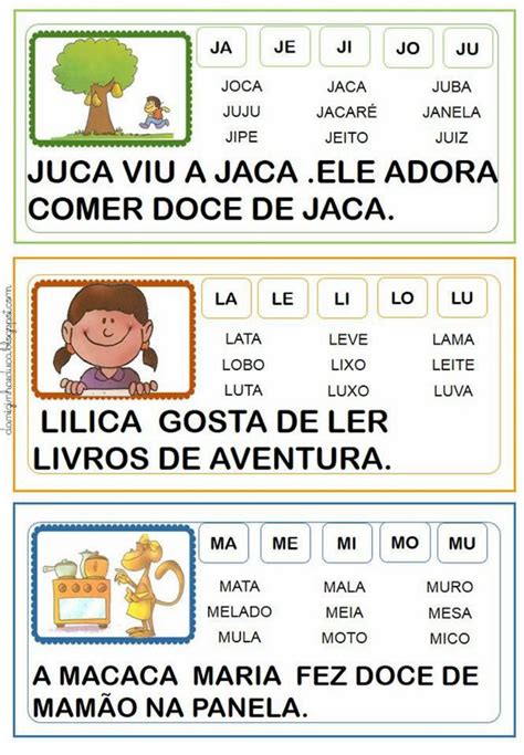 Fichas De Leitura Frases Fichas Ilustradas Palavras Em PDF