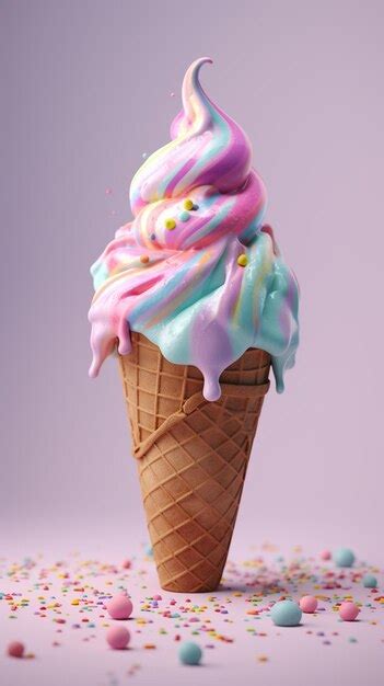 Premium Ai Image There Is A Large Ice Cream Cone With A Rainbow Swirl