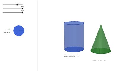 Volume Of A Cylinder Vs Cone GeoGebra