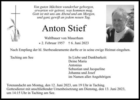 Trauer Anton Stief Ta Anzeigen Traunsteiner Tagblatt Traunsteiner