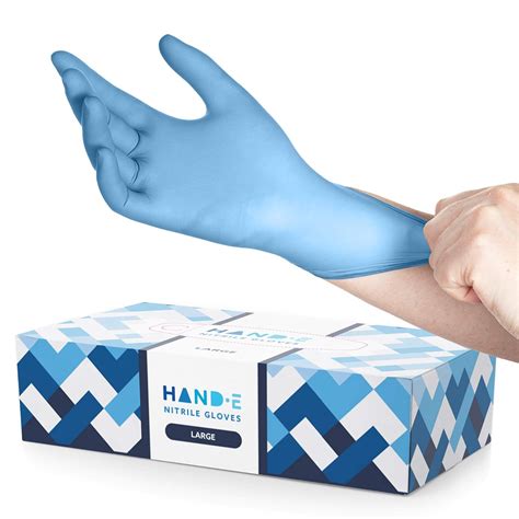 Hand E Touch Blue Nitrile Disposable Gloves Large 100 Count Latex Free Medical Exam Gloves