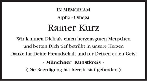 Traueranzeigen Von Rainer Kurz Stuttgart Gedenkt De