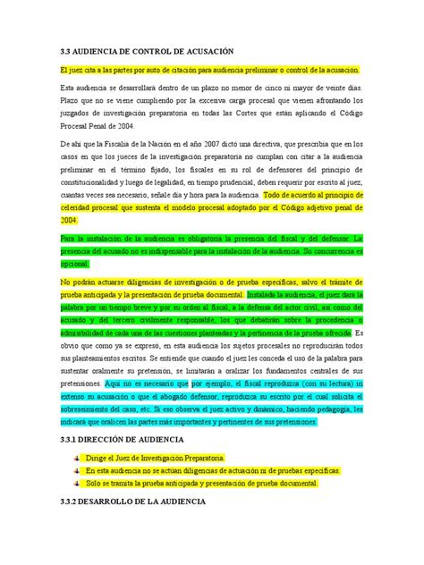 Audiencia De Control De Acusacion Pdf Ley Procesal Derecho Penal