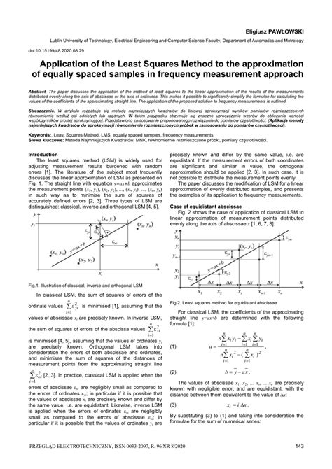 Pdf Application Of The Least Squares Method To The Approximation Of