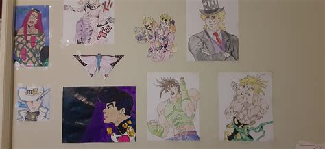 [Fanart] I have an entire wall for jjba drawing and paintings in my ...