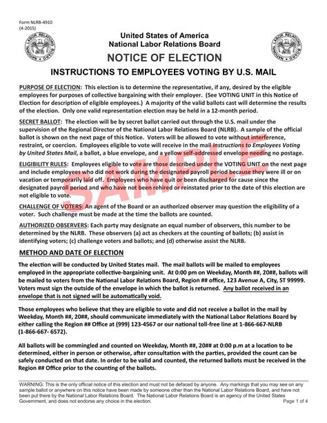 Notice Of Election Generic 1 Labor Relations Institute