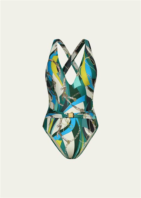 Lagence Lisa Belt Plunge One Piece Swimsuit Bergdorf Goodman