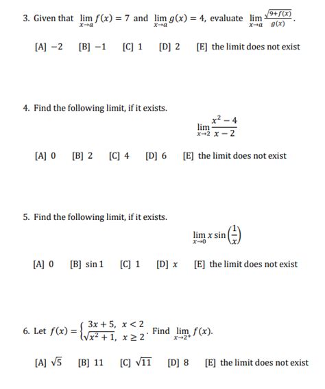 Solved 3 Given That Lim Fx 7 And Lim Gx 4 Evaluate